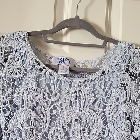 BFA Classics Light Blue Lace Long Sleeve Blouse Women's Small - Picture 4 of 11